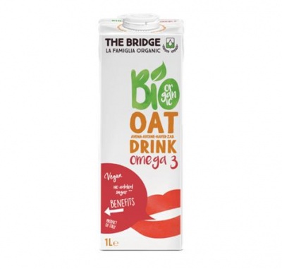 Rastlinný nápoj, bezlepkový, bio, v kartónovom obale, 1 l, THE BRIDGE, Omega 3, ovsený