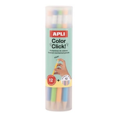 Farebné ceruzky, sada, v púzdre, APLI "Color Click", 12 rôznych farieb