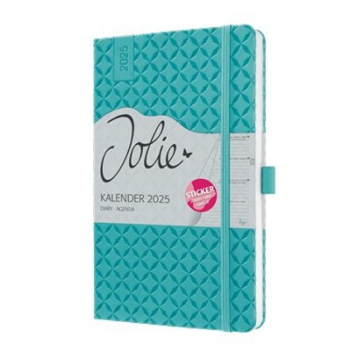 Diár, A5, týždenný, 2025, tvrdá obálka, SIGEL "Jolie", aqua zelená