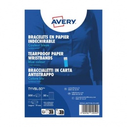 Identifikačný náramok, odolný proti roztrhnutiu,, 265x19 mm, AVERY ZWECKFORM "Tyvek", modrý
