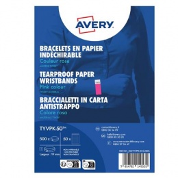 Identifikačný náramok, odolný proti roztrhnutiu,, 265x19 mm, AVERY ZWECKFORM "Tyvek", ružový