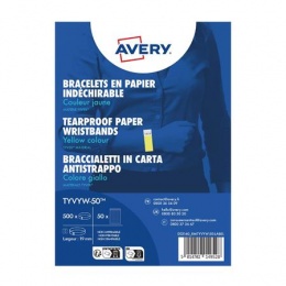 Identifikačný náramok, odolný proti roztrhnutiu,, 265x19 mm, AVERY ZWECKFORM "Tyvek", žltý